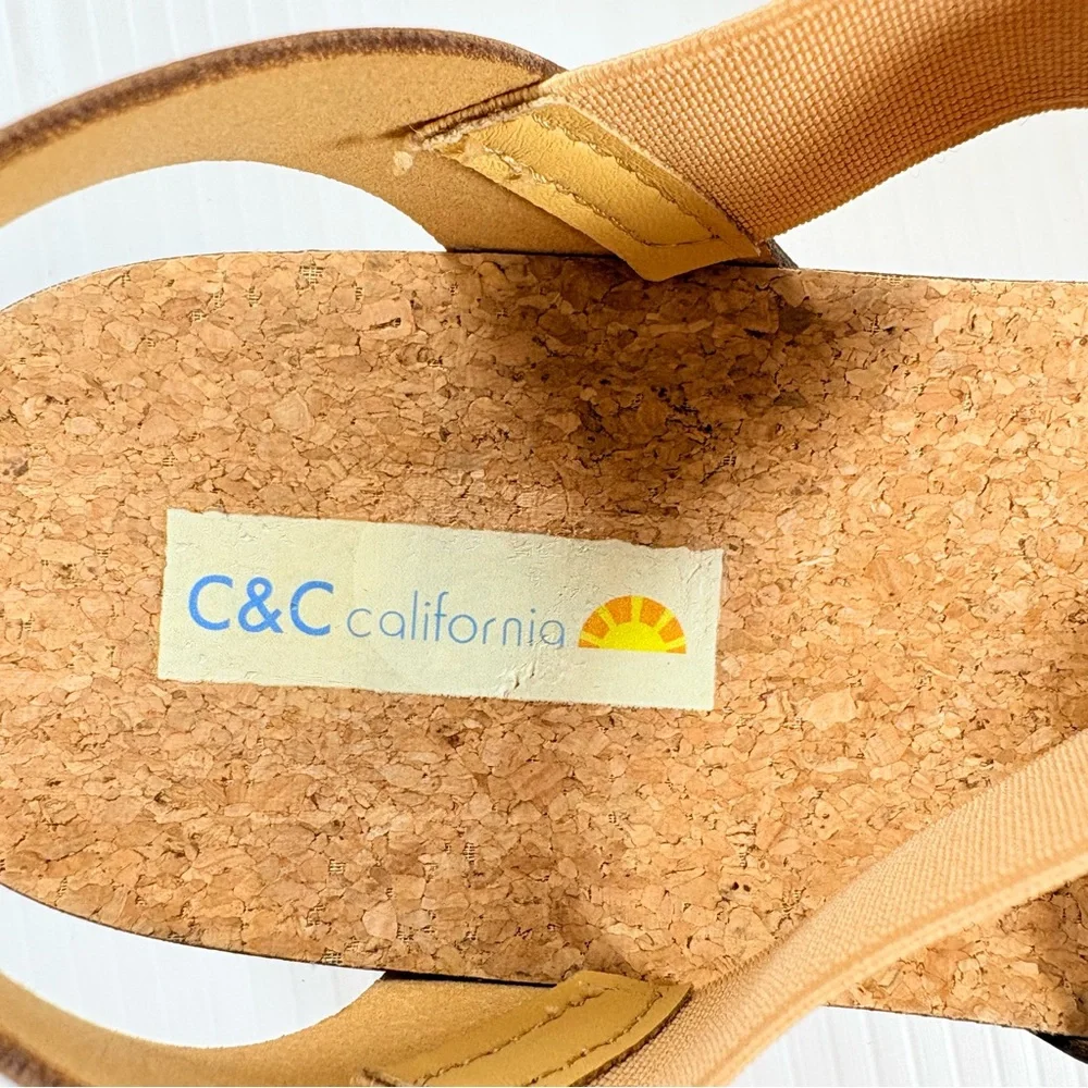 C&C California Platform Cork Sandals Tan Strappy Comfort Sandals Sz10